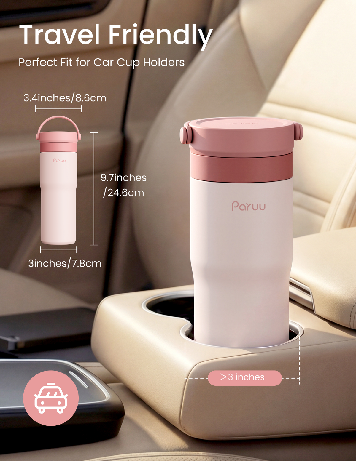 Paruu Portable Breast Milk Cooler, Unique Cooling Tube Design, Stainless Steel Breastmilk Chiller for 23–35H Cooling, 10oz Breastmilk Storage Container for New Moms Breastfeeding Essentials, Pink