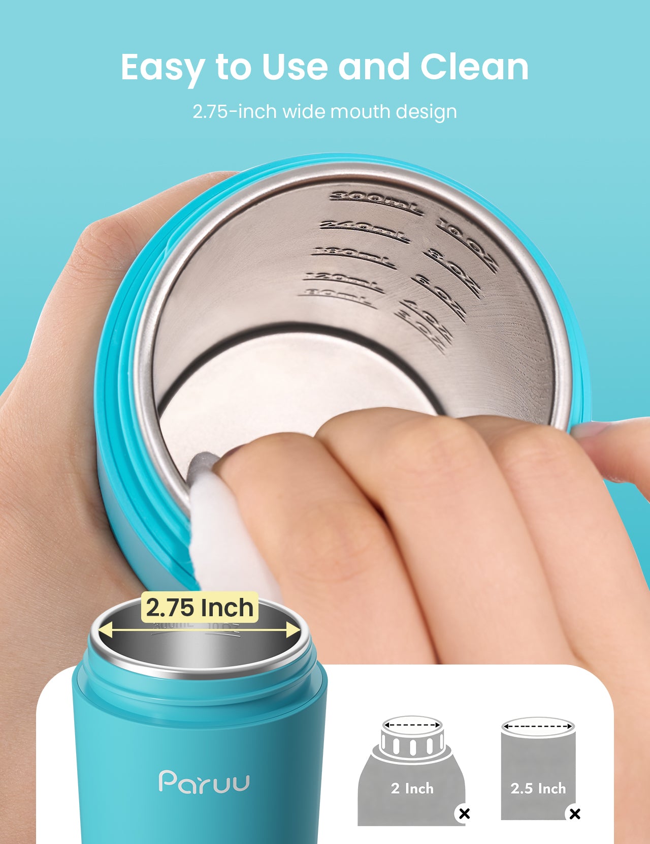 Paruu Portable Bottle Warmer for Travel, Easy-Clean Wide Mouth, Portable Milk Warmer with Fast Heating, 7-Temp Control,12oz