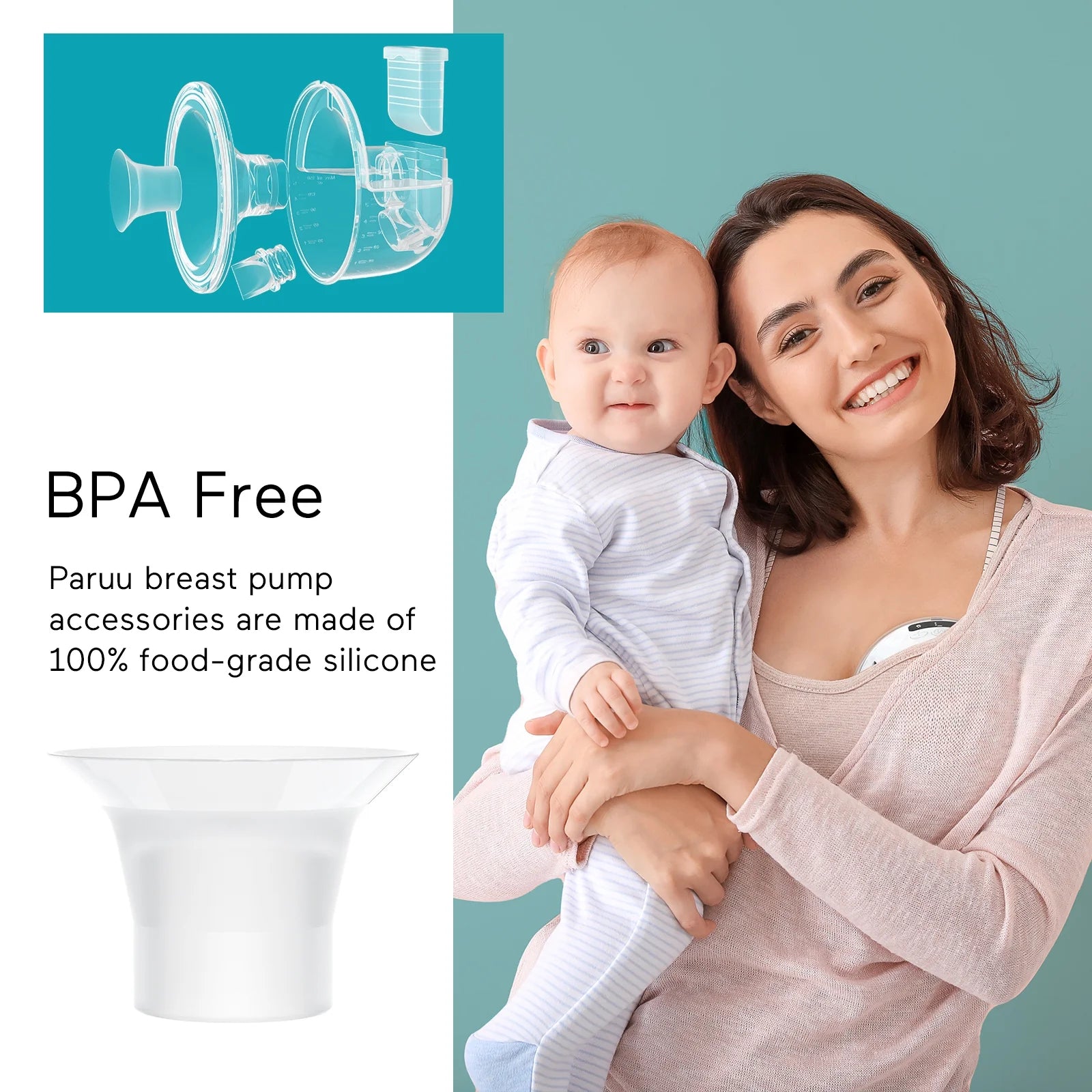 Paruu P10 Flange Insert 19mm, Original Breast Pump Replacement Accessories, 2 Pack