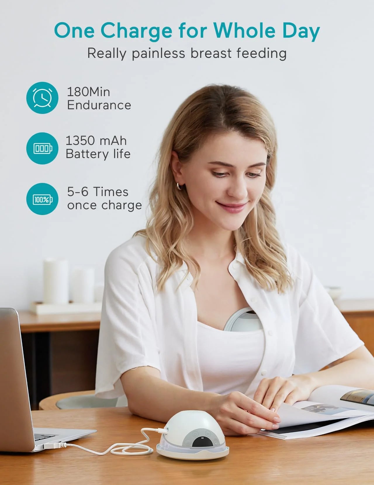 Paruu P20 Electric Breast Pump Hands Free, 4 Modes & 12 Levels Suction with 19/21/24mm Double-Sealed Flange/Insert, Wearable & Portable, 2 Pack