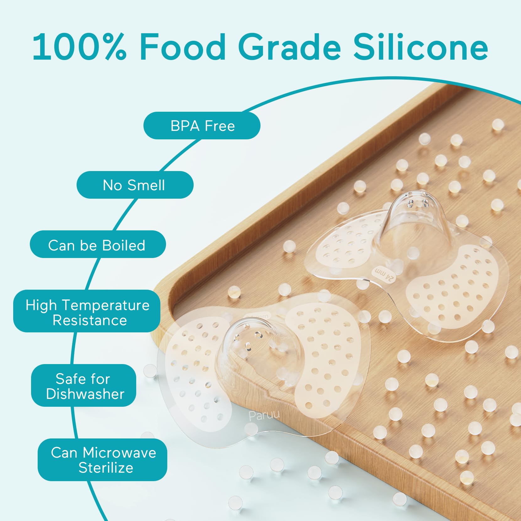 Paruu Contact Nipple Shields, Butterfly Silicone Breastfeeding Nipple Shields, Include Carry Case