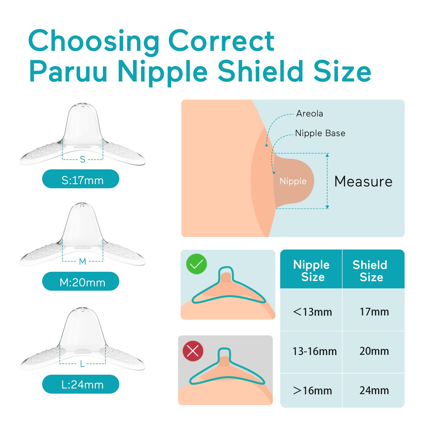 Paruu Contact Nipple Shields, Butterfly Silicone Breastfeeding Nipple Shields, Include Carry Case