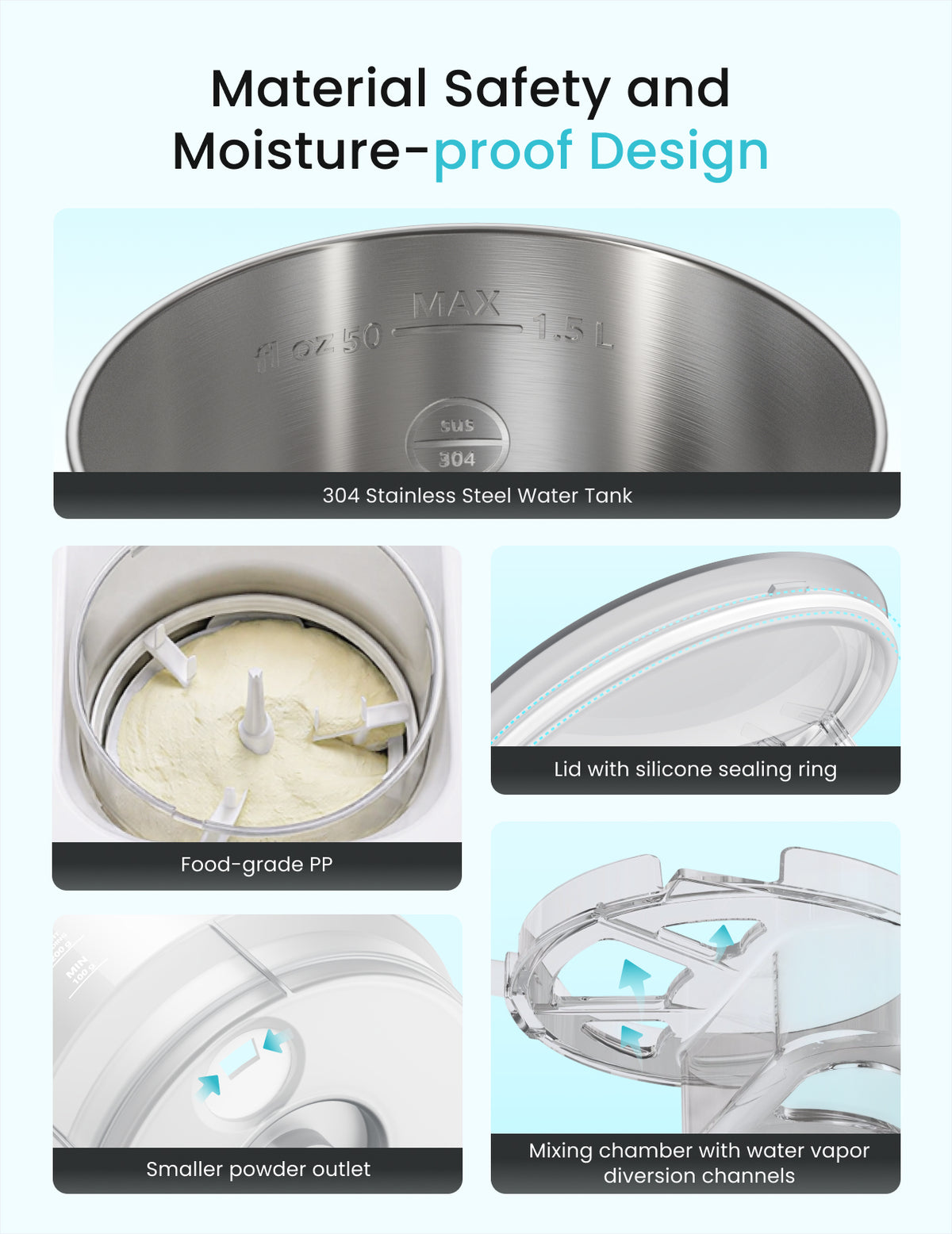 Paruu Baby Formula Maker, Ultra-Precise Automatic Formula Dispenser One-Touch Instant Bottle Prep, 304 Stainless Steel Tank, Fits Most Baby Bottles