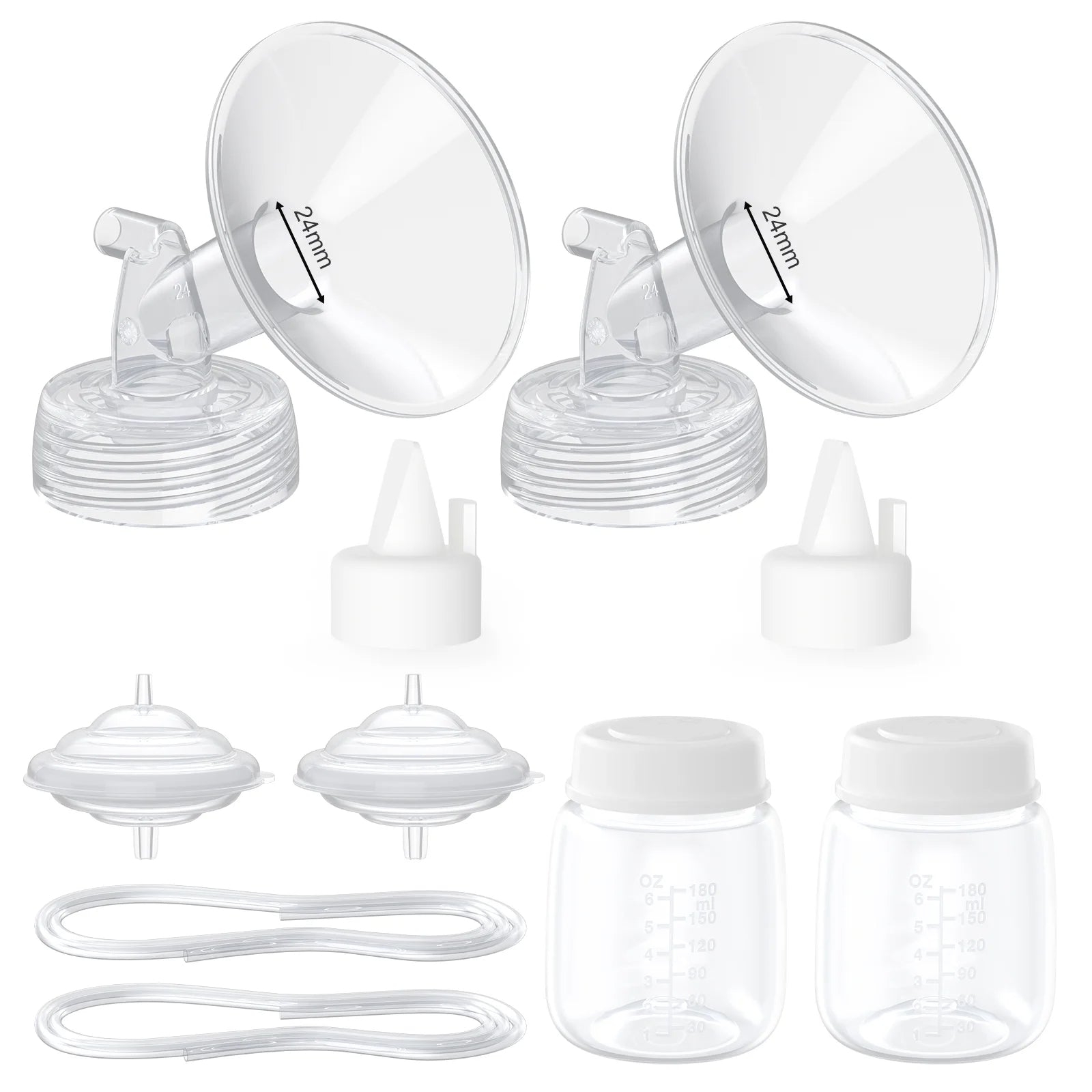 Breast Pump Parts Compatible with Spectra S1/S2/9 Plus, Not Original Accessories, From Paruu, Full Set Replacements Include 24mm Flanges, Valves, Backflow Protectors, Tubings and Bottles