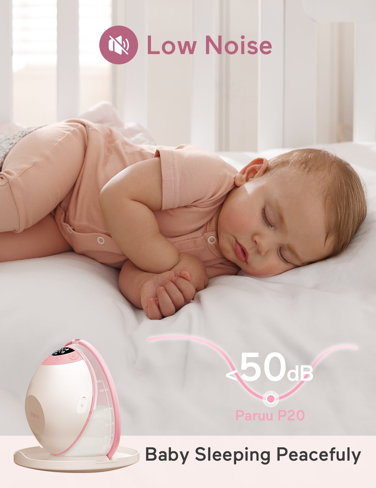 Paruu P20 Electric Breast Pump Hands Free, 4 Modes & 12 Levels Suction with 19/21/24mm Double-Sealed Flange/Insert, Wearable & Portable