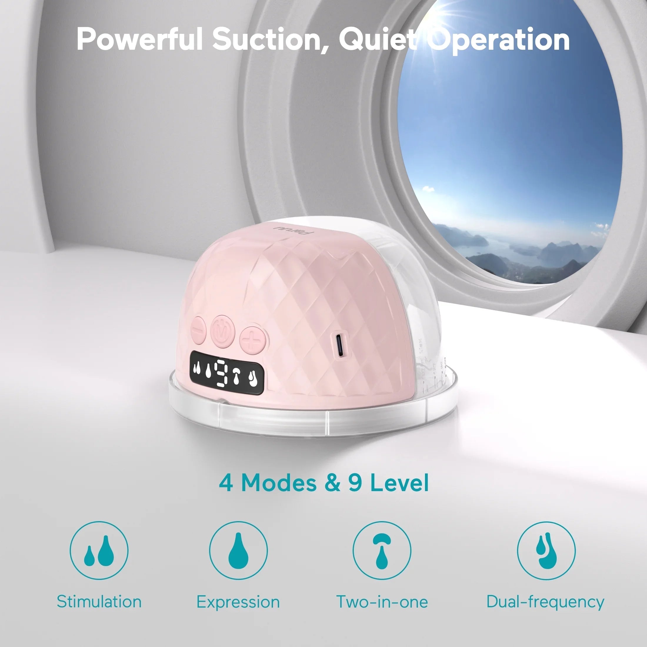 Paruu Wearable Breast Pump Hands-Free, Portable Breast Pump,Electric Breast Pump with 4 Modes & 9 Levels and Paruu Warming 2-in-1 Lactation Massager, Multiple Modes of Heat + Vibration for Clogged
