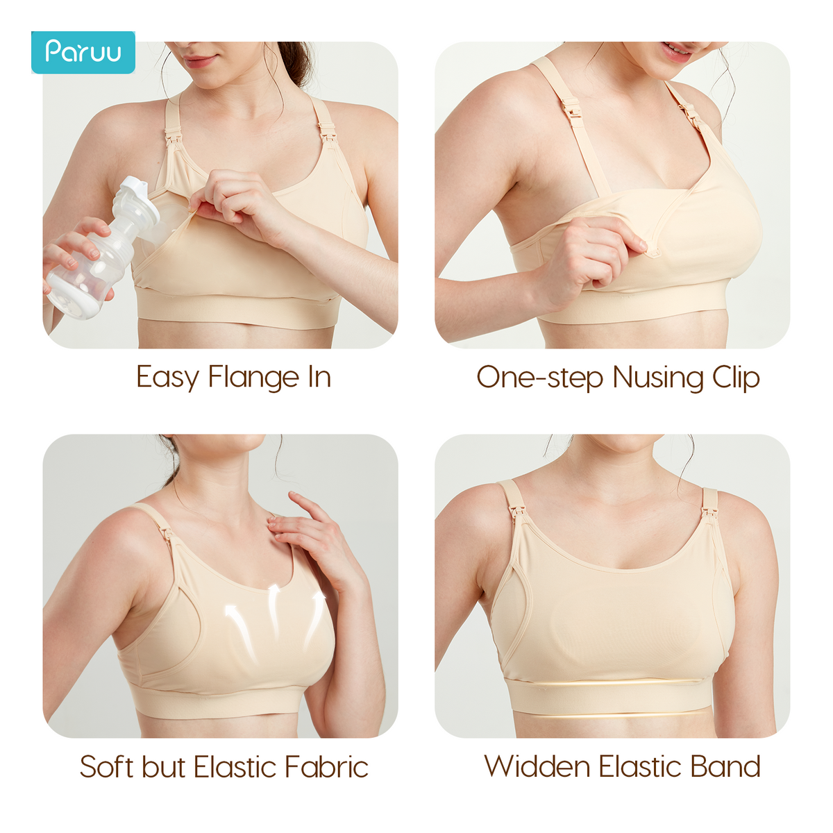 Paruu Hands-Free Pumping Bra | Comfortable Nursing & Pumping Bra with Convertible Straps